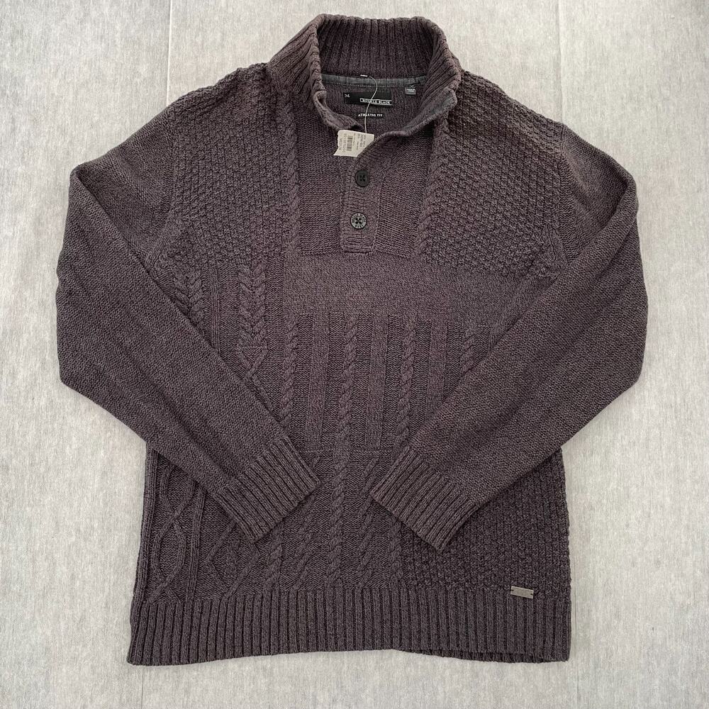 Buckle Black Sweater Adult Medium Black Heather Pump It Up Athletic Ribbed Men M